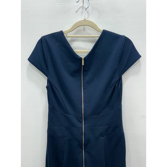 Slate and Willow Womens Sheath Dress Cap Sleeve Back Zip Career Navy Blue Size 6 - Picture 4 of 8